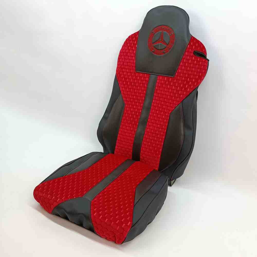 Чохол на сидіння Enterprise Mercedes Axor Space /Actros 1844   шкіра чорн-велюр сота червон.