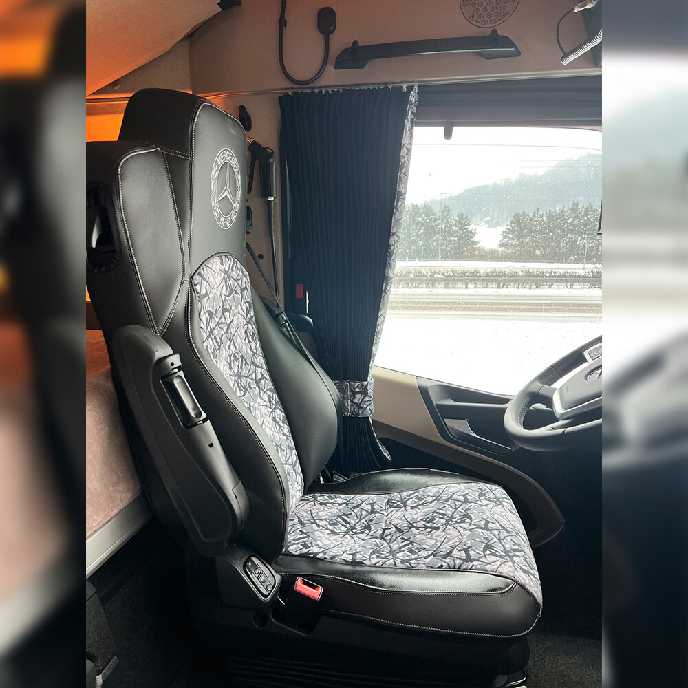 Чехол на сиденья MERCEDES ACTROS с 2021 г. серый шенилл- черная кожа