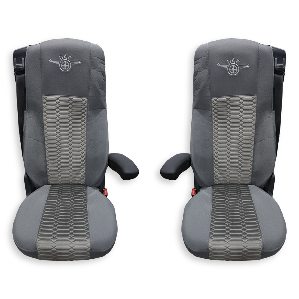 Чохол на сидіння KADIFE Велюр+Тканина DAF XF105 106 XG CF85 LF (2013-2024) шир. спинка  сірий