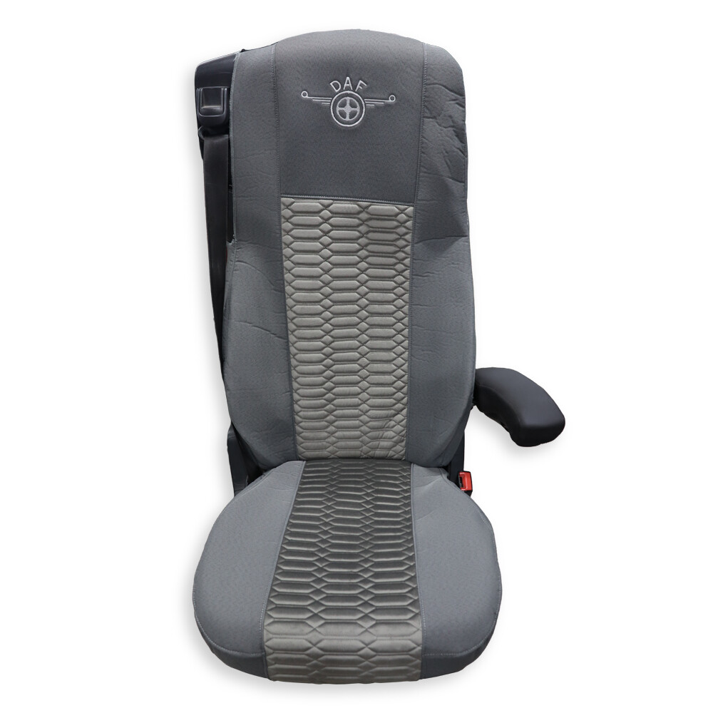 Чохол на сидіння KADIFE Велюр+Тканина DAF XF105 106 XG CF85 LF (2013-2024) шир. спинка  сірий