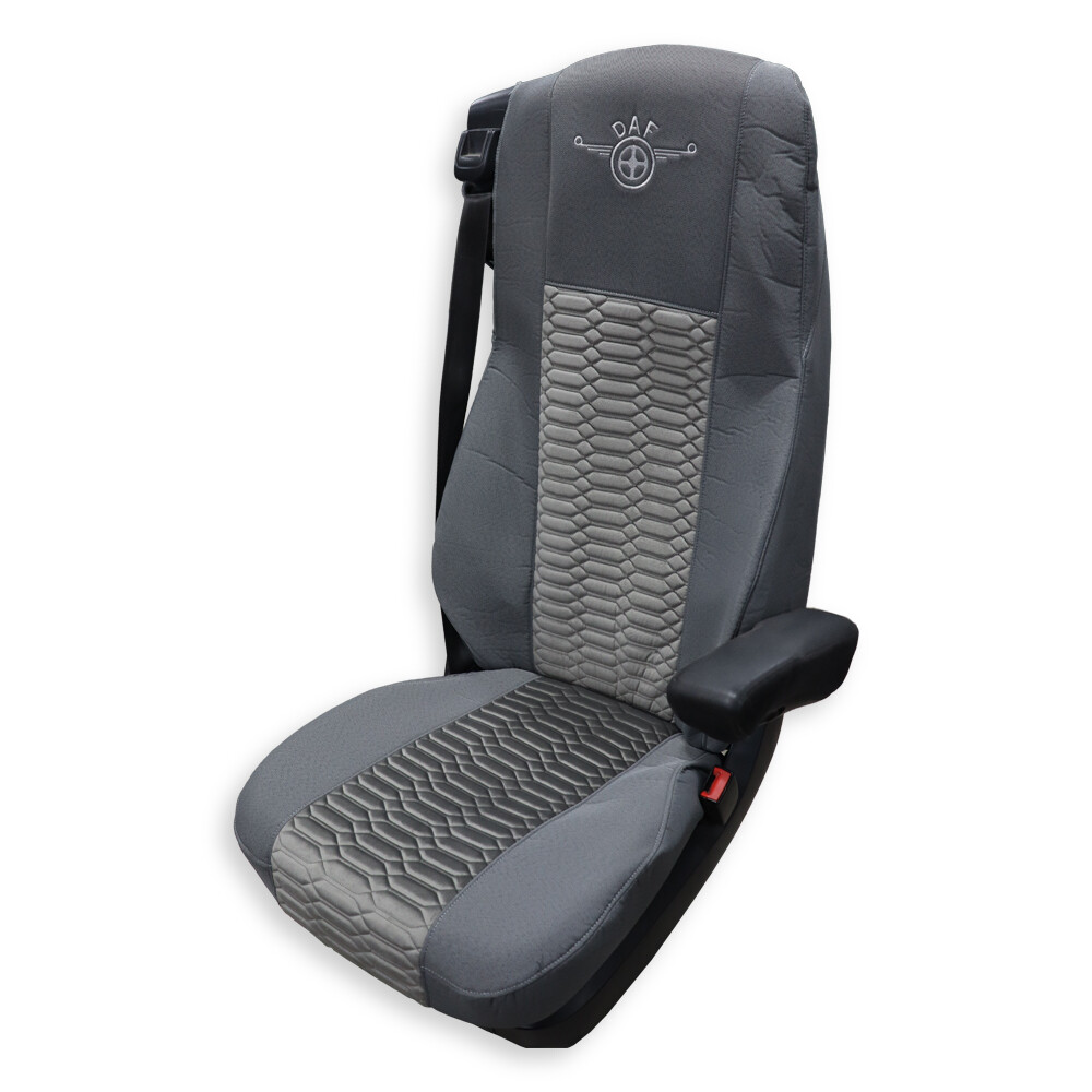Чохол на сидіння KADIFE Велюр+Тканина DAF XF105 106 XG CF85 LF (2013-2024) шир. спинка  сірий