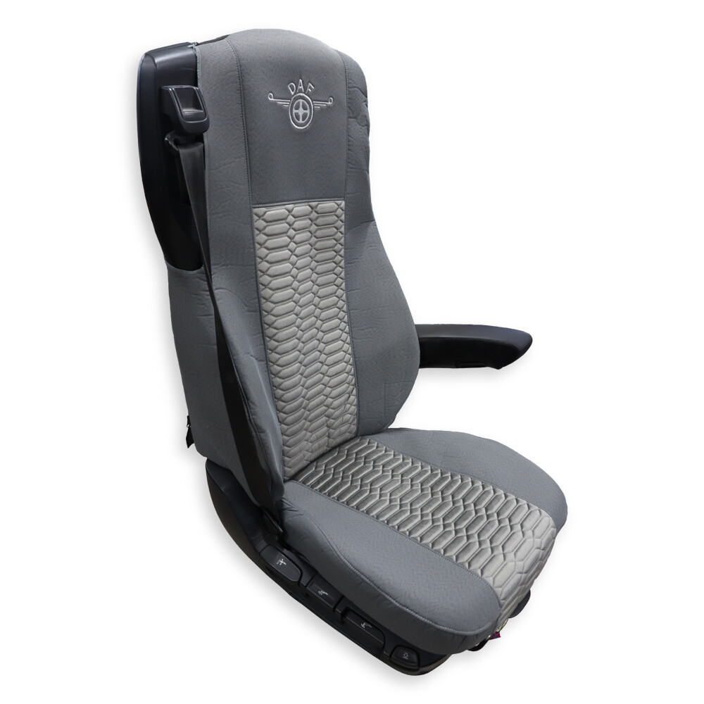 Чохол на сидіння KADIFE Велюр+Тканина DAF XF105 106 XG CF85 LF (2013-2024) шир. спинка  сірий