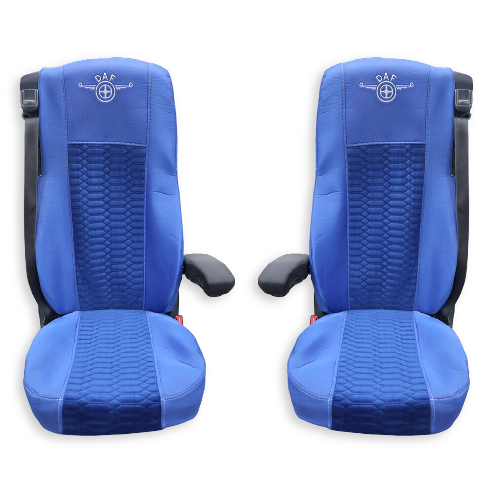 Чехол на сиденья KADIFE Велюр+Ткань DAF XF105 106 XG CF85 LF (2013-2024)  шир. спинка  синий
