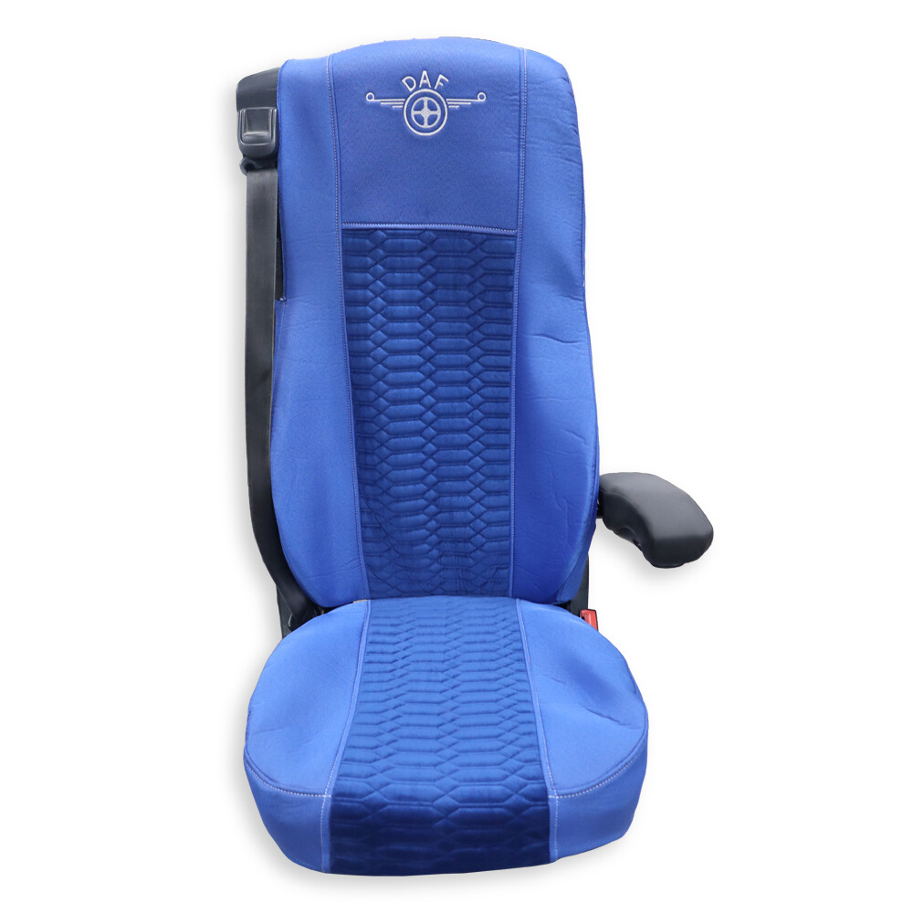 Чехол на сиденья KADIFE Велюр+Ткань DAF XF105 106 XG CF85 LF (2013-2024)  шир. спинка  синий