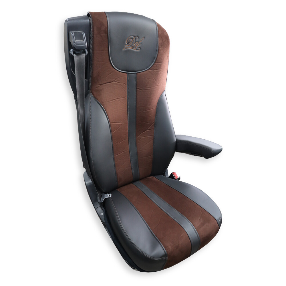 Чехол на сиденья Enterprise DAF XF105 106 XG CF85 LF (2013-2024), кожа черная-алькантара коричневая