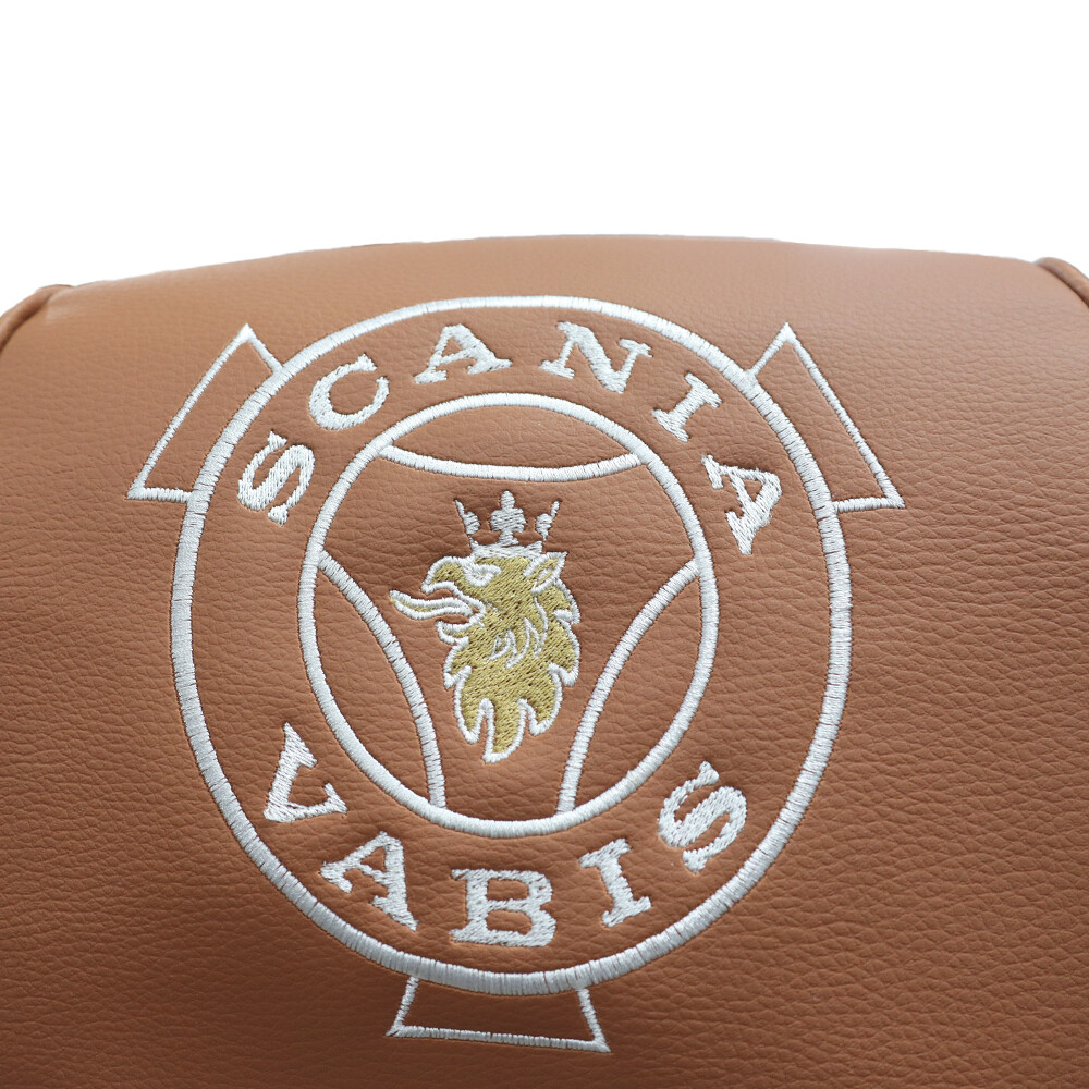 Чехол на сиденья Twin SCANIA R,G,P (2004-2017) водит. пилот - пасс. складное, св. коричневая кожа - св. бежевая алькантара Чехол на сиденья Twin SCANIA R,G,P (2004-2017) водит. пилот - пасс. складное, св. коричневая кожа - св. бежевая алькантара