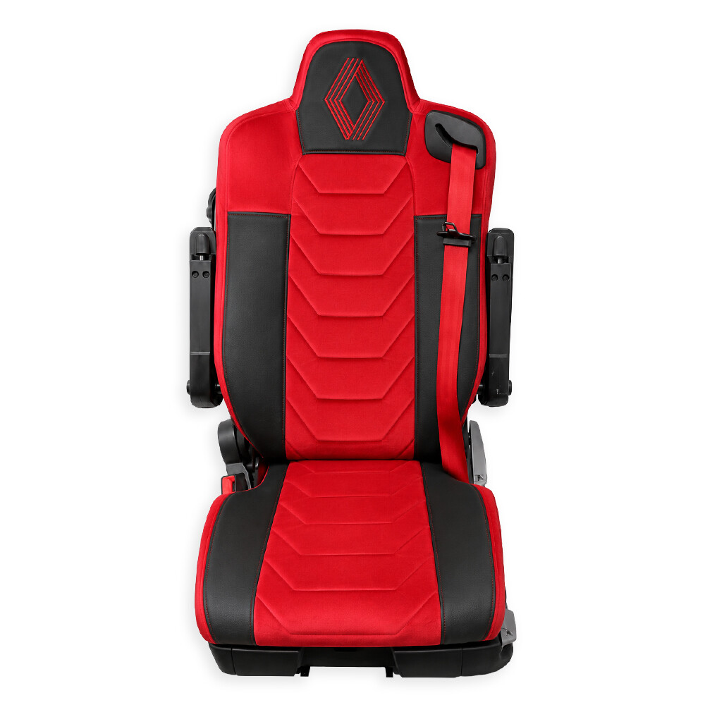 Чохол на сидіння Chess Renault Range T/T-Series (з 2014); вод.моноліт - пас. моноліт; червоний велюр-чорна шкіра Чохол на сидіння Chess Renault Range T/T-Series (з 2014); вод.моноліт - пас. моноліт; червоний велюр-чорна шкіра