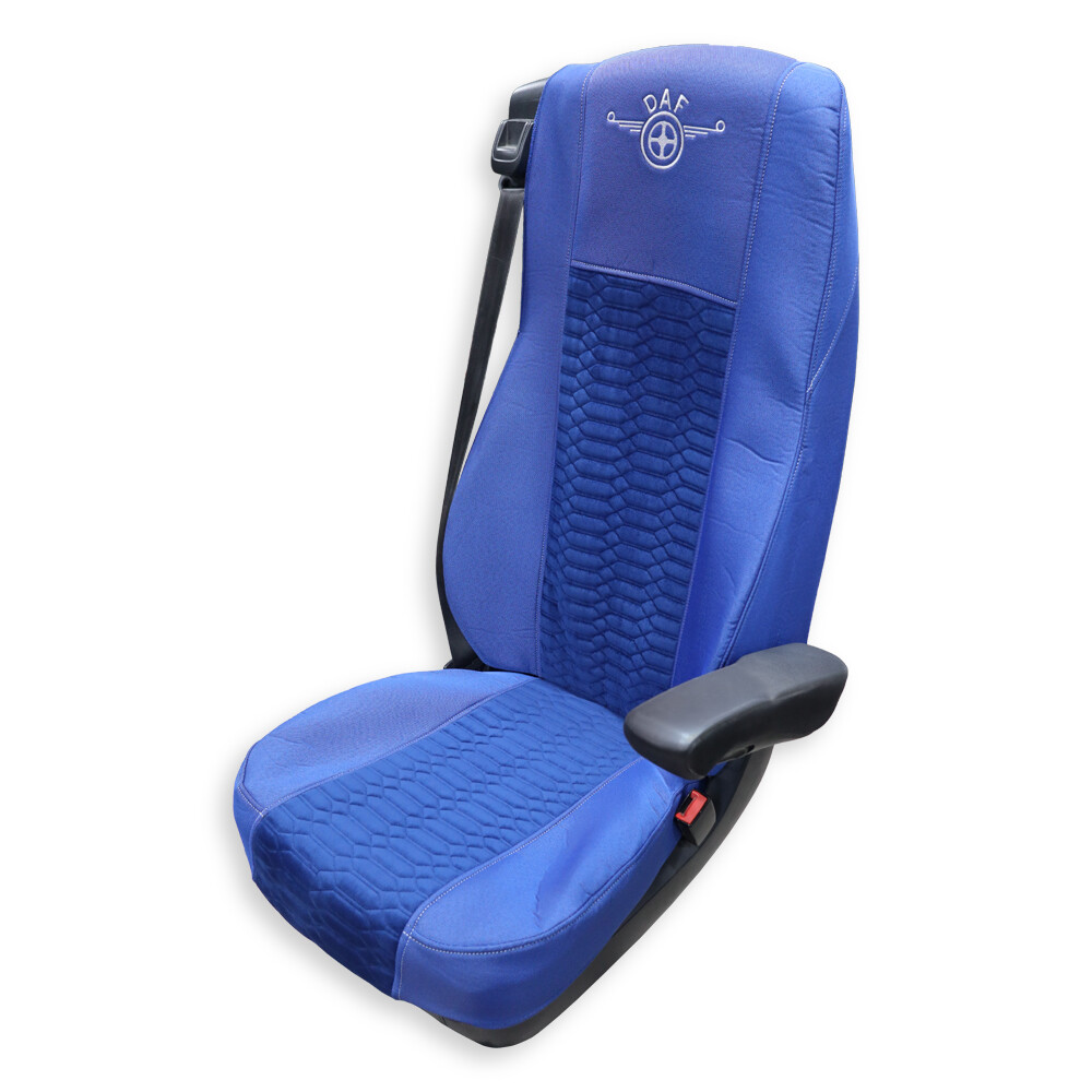 Чехол на сиденья KADIFE Велюр+Ткань DAF XF105 106 XG CF85 LF (2013-2024)  шир. спинка  синий