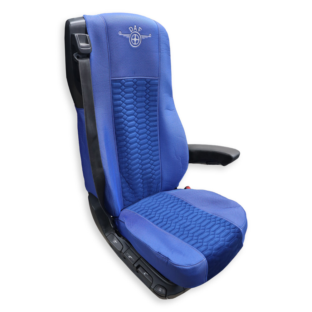 Чехол на сиденья KADIFE Велюр+Ткань DAF XF105 106 XG CF85 LF (2013-2024)  шир. спинка  синий