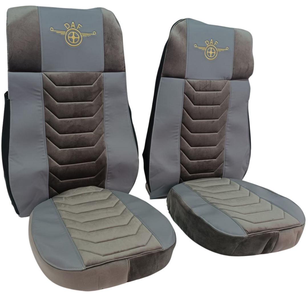 Чохол на сидіння Chess DAF XF105 106 XG CF85 LF (2013-2024) сіра шкіра-сірий велюр