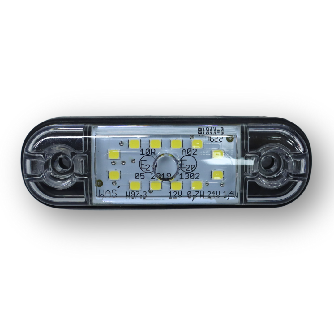 Фонарь габаритный 12 диодов белый 84x24\12-24 V WAS Фонарь габаритный 12 диодов белый 84x24\12-24 V WAS