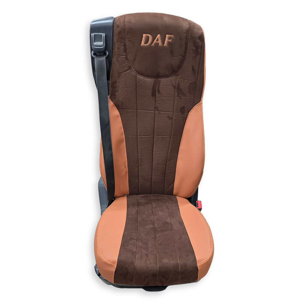 Чехол на сиденья Twin DAF XF105 106 XG CF85 LF (2013-2024) коричневая алькантара-св.коричневая кожа