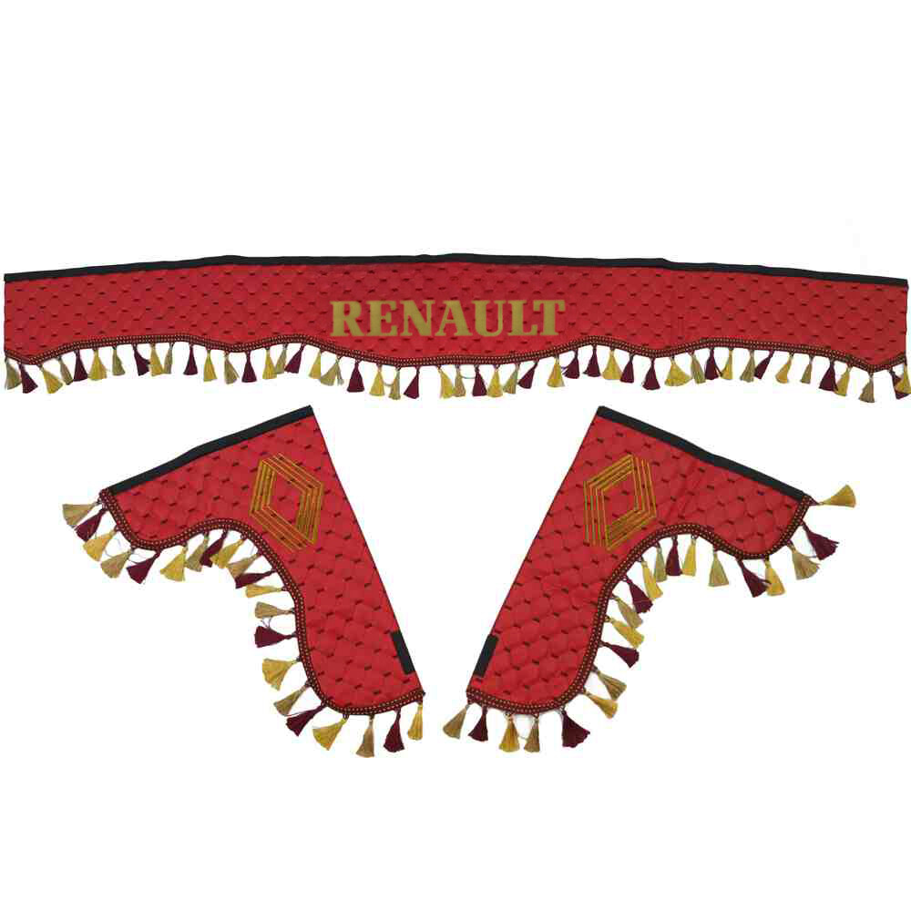 Шторка Экокожа "Pergam" RENAULT лоб+косынки красная