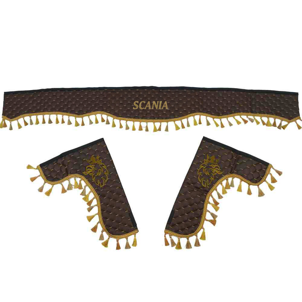 Шторка Екошкіра "Pergam" SCANIA лоб+косинки коричневий