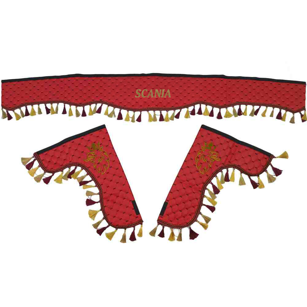 Шторка Екошкіра "Pergam" SCANIA лоб+косинки червоний Шторка Екошкіра "Pergam" SCANIA лоб+косинки червоний