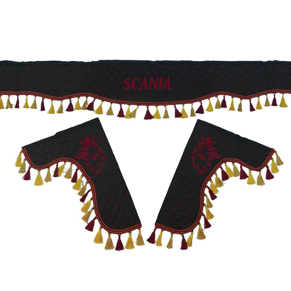 Шторка Екошкіра "Pergam" SCANIA лоб+косинки чорна Шторка Екошкіра "Pergam" SCANIA лоб+косинки чорна