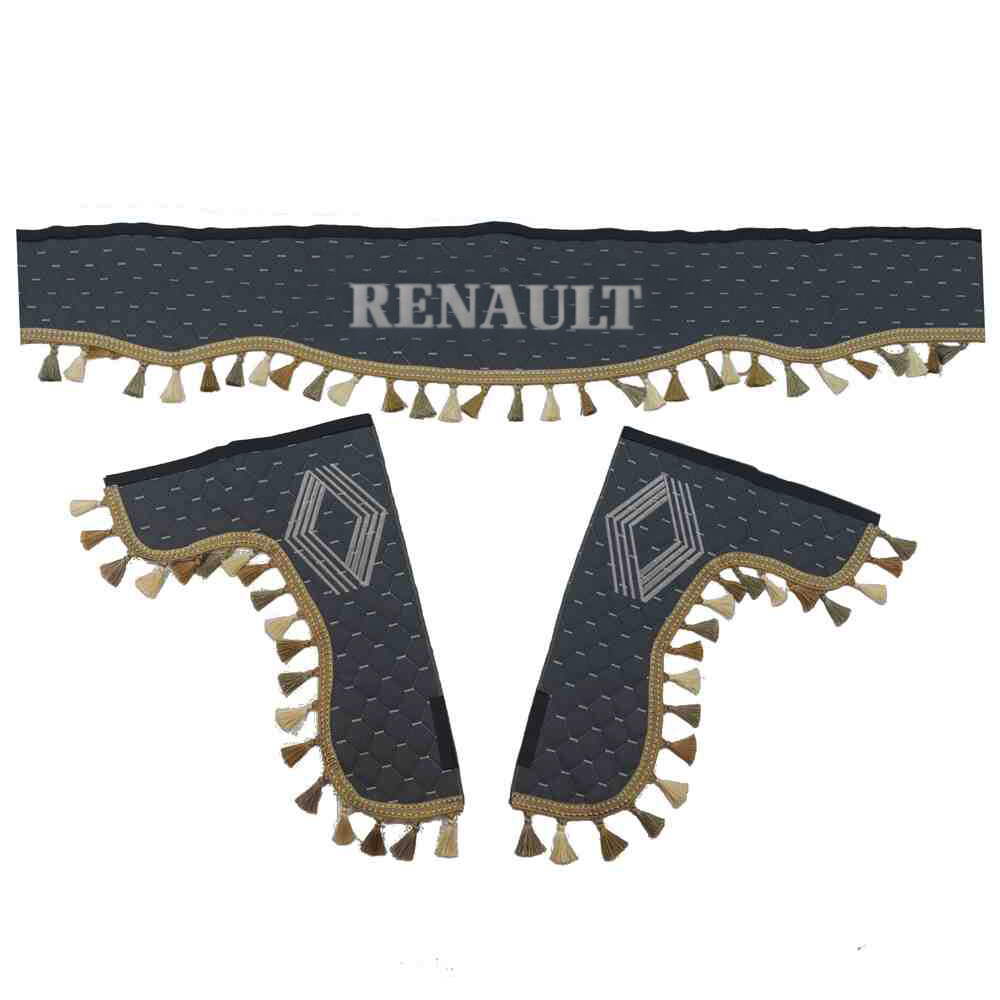 Шторка Экокожа "Pergam" RENAULT лоб+косынки серая