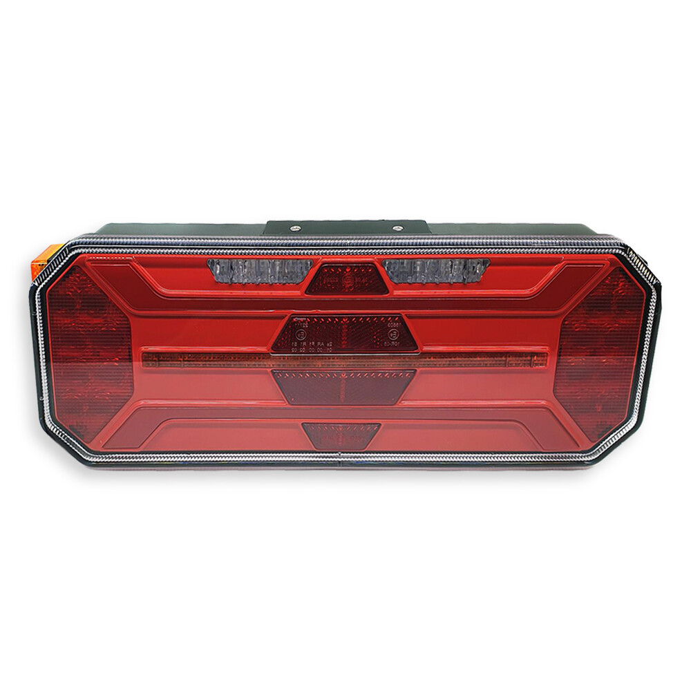 Фонарь задний FERZE 350х131х60 \прав.\ бег.указ.поворота , каб.  подсв. ном.