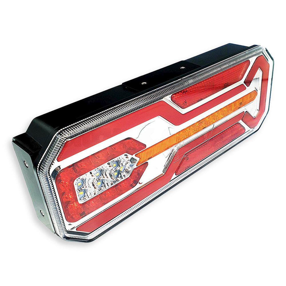 Фонарь задний FERZE 350х131х60 \правый\ бег.указ.поворота , каб.  подсв. ном.