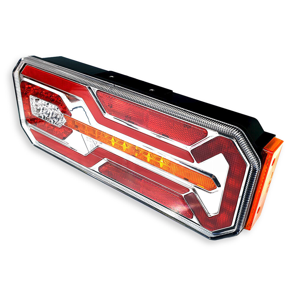 Фонарь задний FERZE 350х131х60 \правый\ бег.указ.поворота , каб.  подсв. ном.