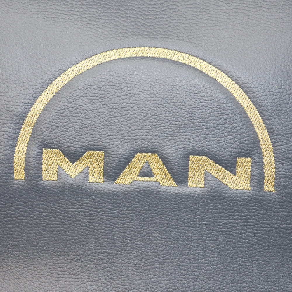 Чохол на сидіння Twin MAN TGX,TGA,TGL,TGM,TGS; (2007-2020) 1 ремінь, водій (Низький) пасажир (Високий) сірий велюр-сіра шкіра