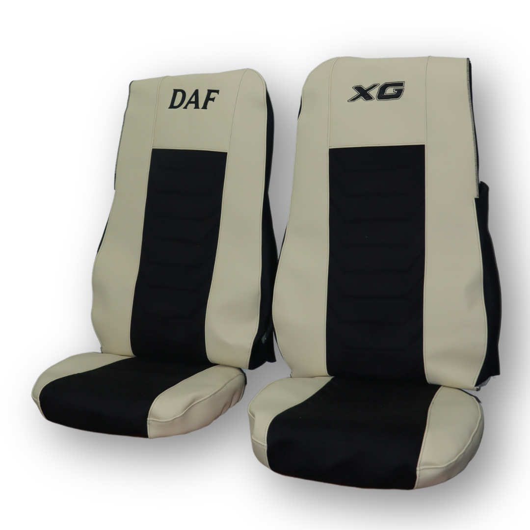 Чехол на сиденья Twin DAF XF105 106 XG CF85 LF (2013-2024) бежевая кожа - черный велюр