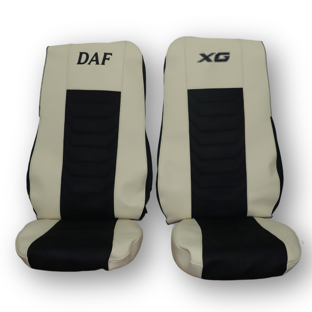 Чехол на сиденья Twin DAF XF105 106 XG CF85 LF (2013-2024) бежевая кожа - черный велюр