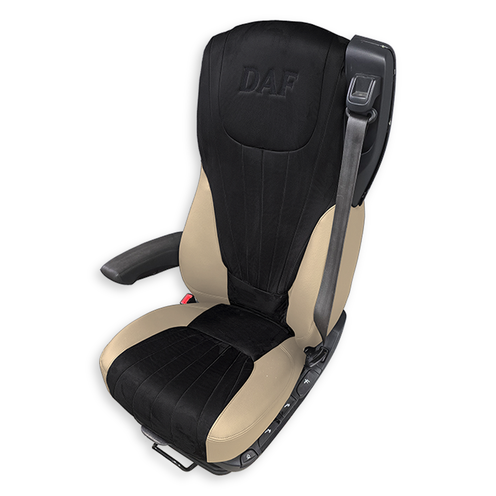 Чехол на сиденья Twin DAF XF105 106 XG CF85 LF (2013-2024) бежевая кожа - черный велюр