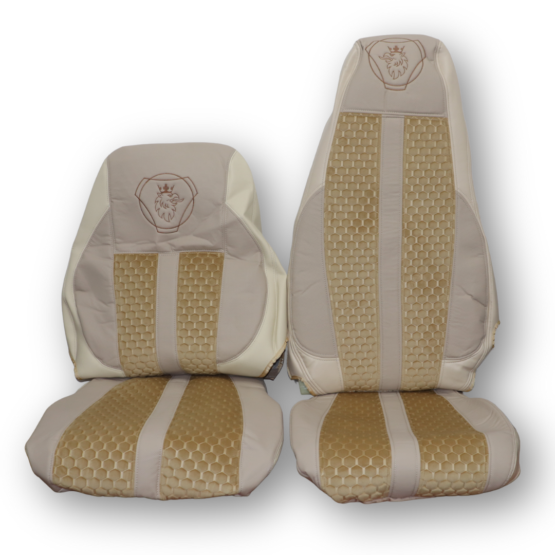 Чехол на сиденья Enterprise SCANIA R,G,P (2004-2017) водит. пилот - пасс. складное,  бежевый