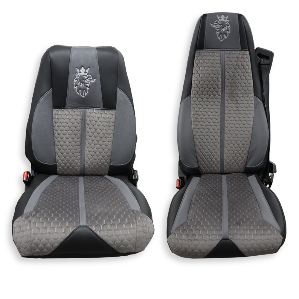 Чохол на сидіння Enterprise SCANIA R,G,P (2004-2017) водій пілот - пас. складне,  сірий