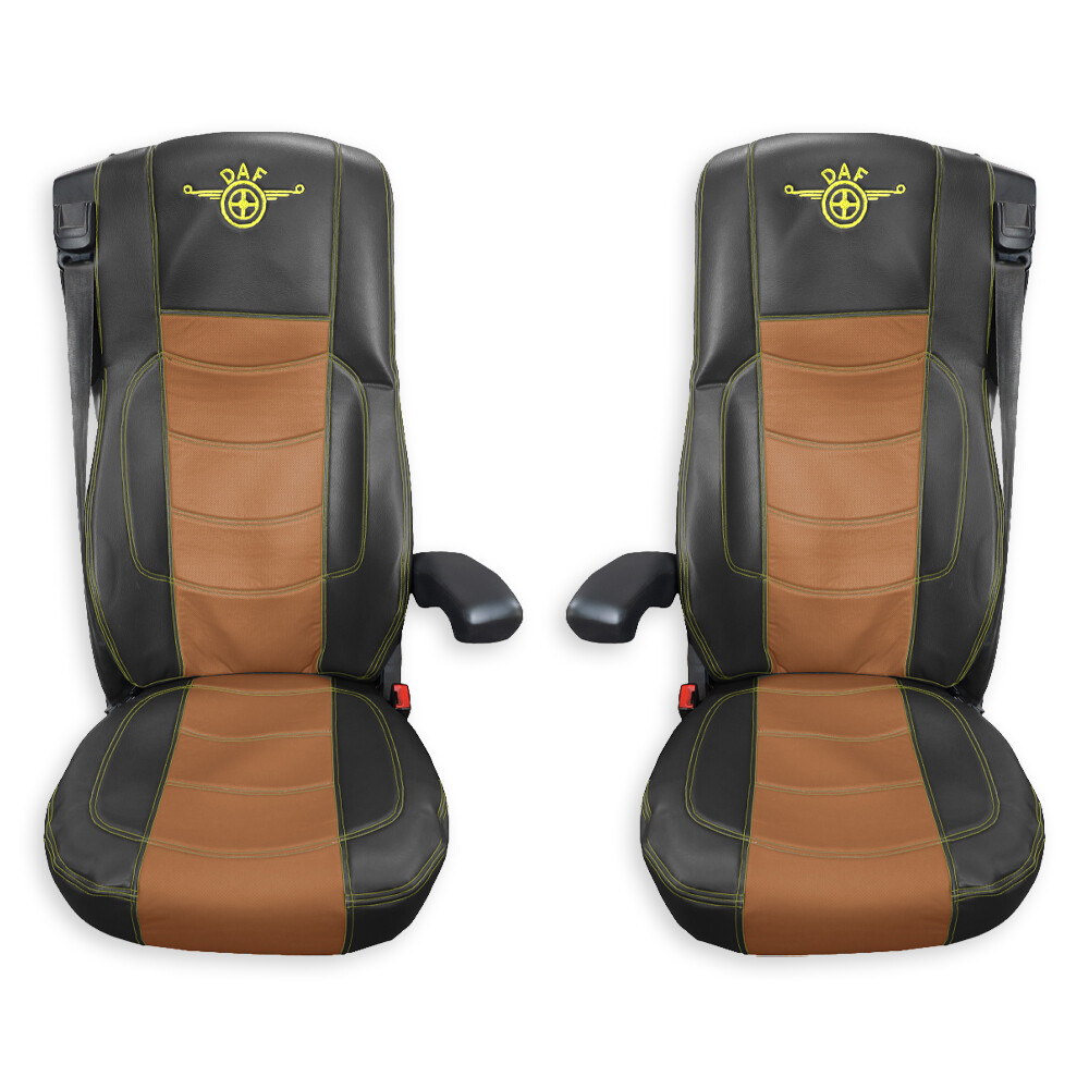 Чохол на сидіння Perfo-ECO DAF XF105 106 XG CF85 LF (2013-2024) перфор.шкіра коричнева - боки чорн.