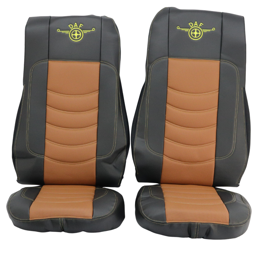 Чохол на сидіння Perfo-ECO DAF XF105 106 XG CF85 LF (2013-2024) перфор.шкіра коричнева - боки чорн.