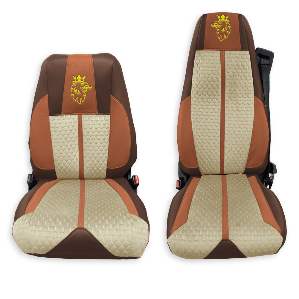 Чохол на сидіння Enterprise SCANIA R,G,P (2004-2017) водій пілот - пас. складне,  бежевий