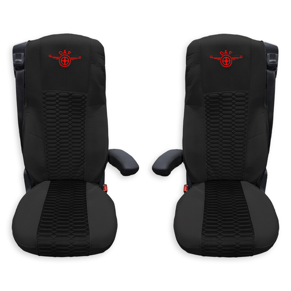 Чохол на сидіння KADIFE Велюр+Тканина DAF XF105 106 XG CF85 LF (2013-2024); широка спинка; чорний