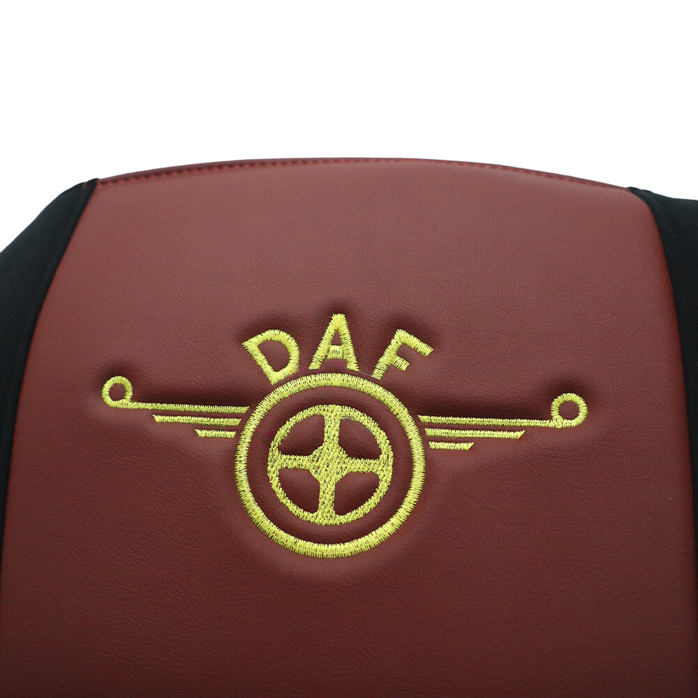 Чехол на сиденья Chess DAF XF105 106 XG CF85 LF (2013-2024) красная кожа-черный велюр