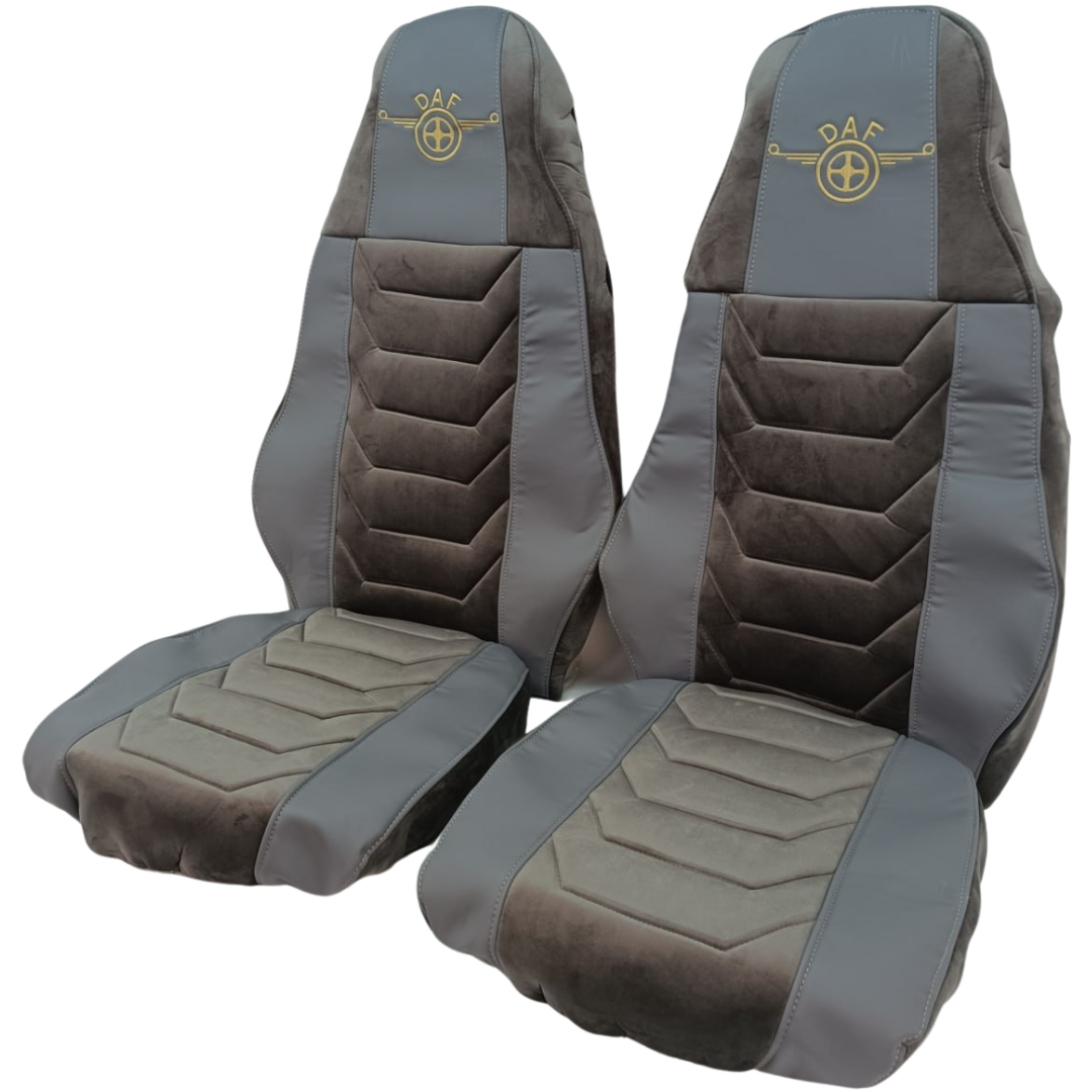 Чохол на сидіння Chess DAF XF95 105 CF85 75 65 LF (2002-2012) сіра шкіра - сірий велюр