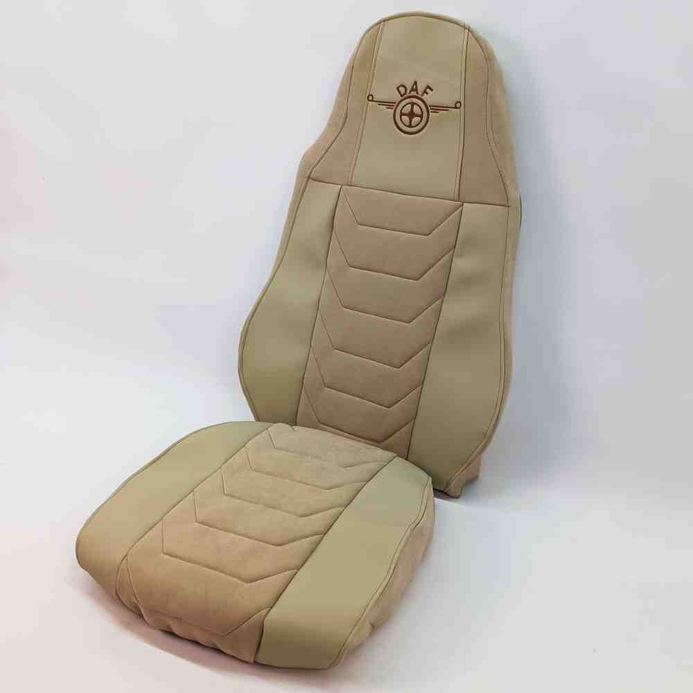 Чехол на сиденья Chess DAF XF95 105 CF85 75 65 LF (2002-2012)  кожа- велюр бежевый.