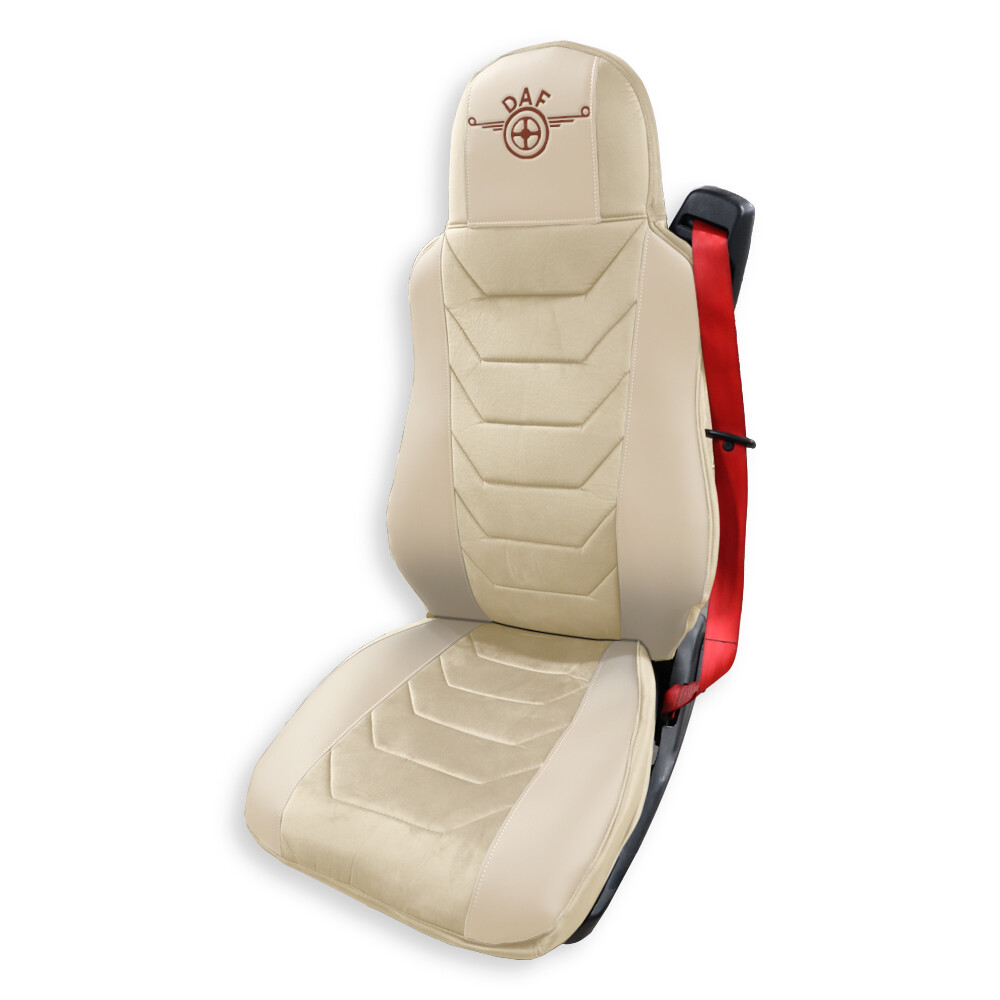 Чехол на сиденья Chess DAF XF95 105 CF85 75 65 LF (2002-2012) кожа- велюр бежевый. Чехол на сиденья Chess DAF XF95 105 CF85 75 65 LF (2002-2012) кожа- велюр бежевый.