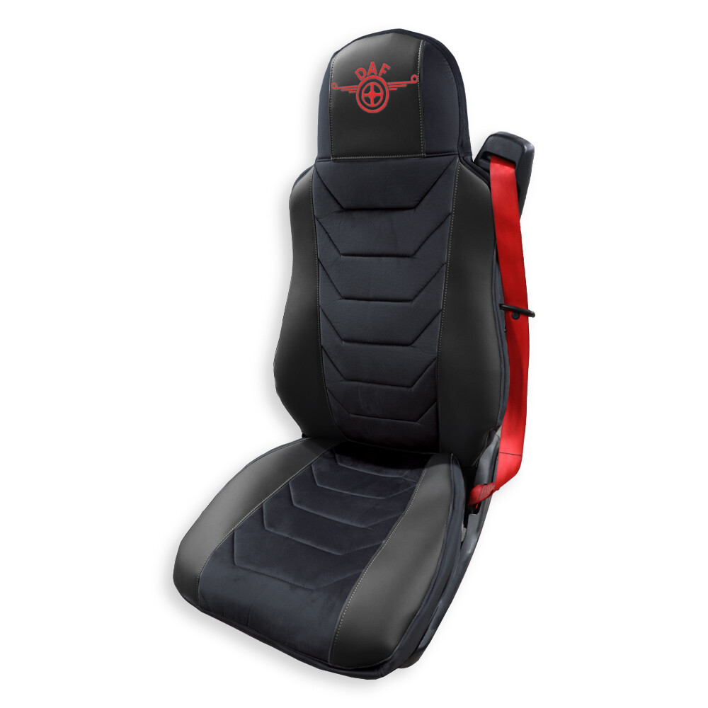 Чехол на сиденья Chess DAF XF95 105 CF85 75 65 LF (2002-2012)  кожа- велюр черный