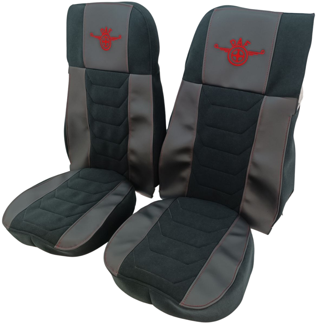 Чехол на сиденья Chess DAF XF105 106 XG CF85 LF (2013-2024) черная кожа-черный велюр