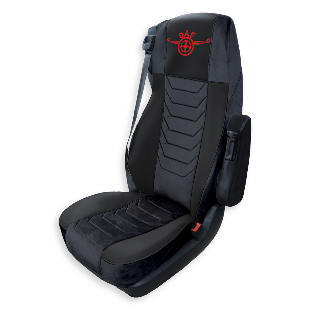 Чехол на сиденья Chess DAF XF105 106 XG CF85 LF (2013-2024) черная кожа-черный велюр