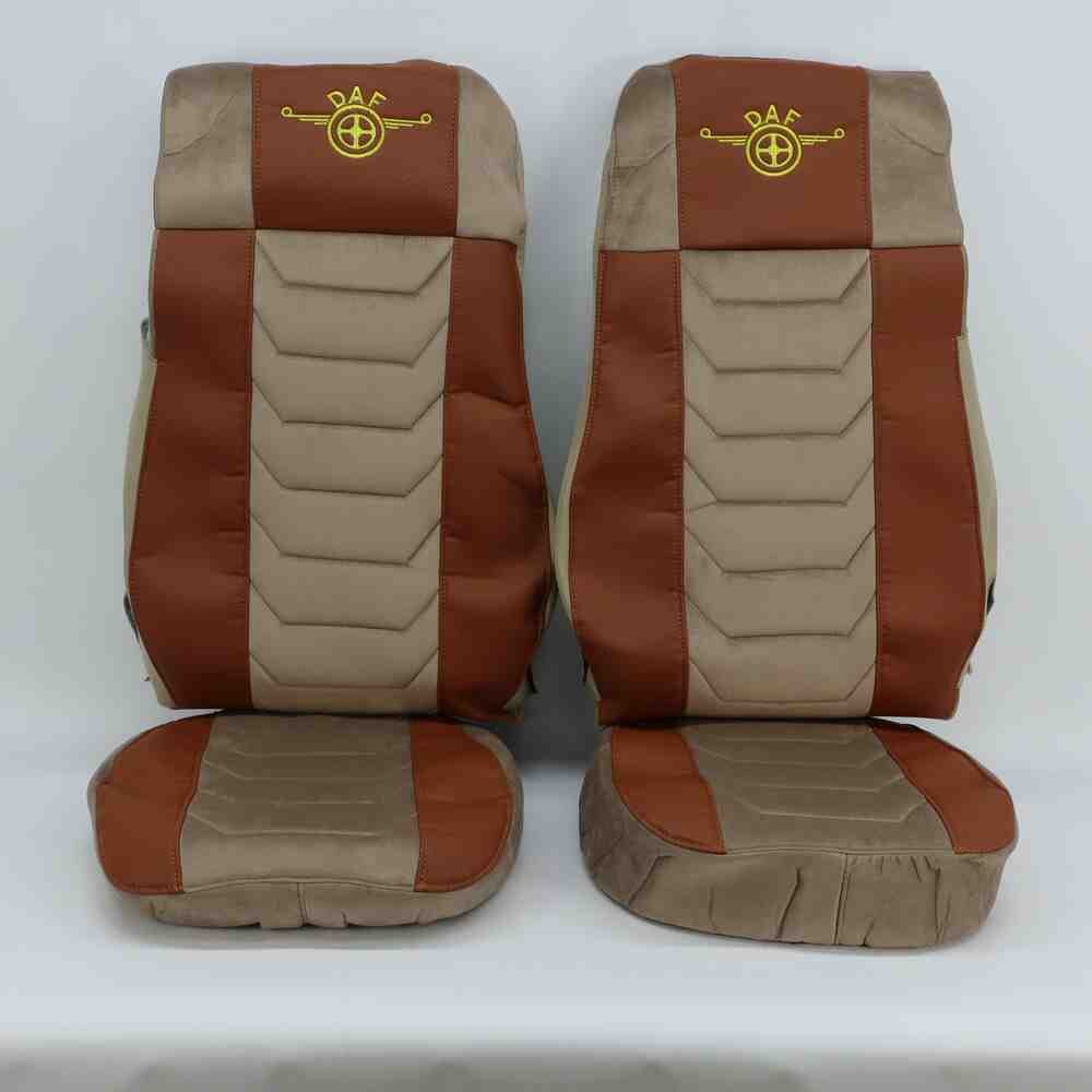 Чехол на сиденья Chess DAF XF105 106 XG CF85 LF (2013-2024) св. коричневая кожа- бежевый велюр