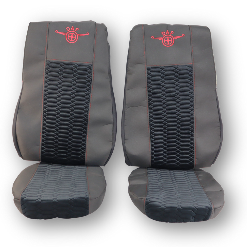 Чохол на сидіння KADIFE Велюр+Тканина DAF XF105 106 XG CF85 LF (2013-2024); широка спинка; чорний
