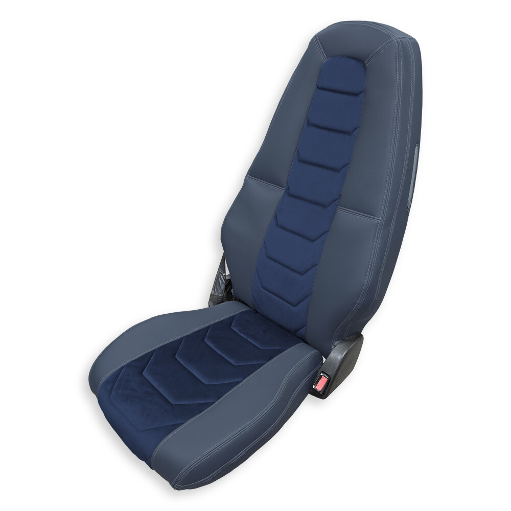 Чехол на сиденья Twin VOLVO FH FM (2014-...) синяя алькантара - т. серая кожа Чехол на сиденья Twin VOLVO FH FM (2014-...) синяя алькантара - т. серая кожа