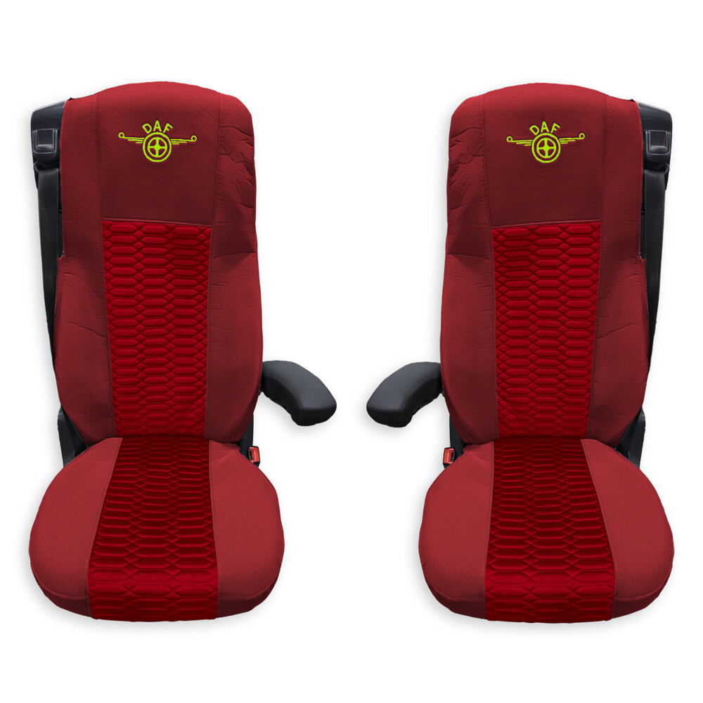 Чехол на сиденья KADIFE Велюр+Ткань DAF XF105 106 XG CF85 LF (2013-2024)  шир. спинка  красный