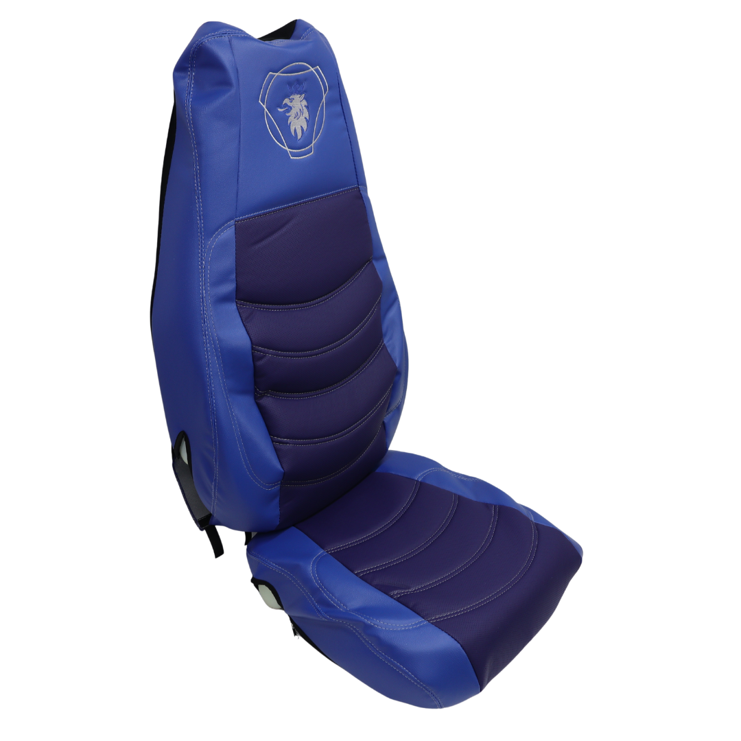 Чохол на сидіння Perfo-ECO SCANIA R,G,P (2004-2017) водій пілот - пас. складне, шкіра синій Чохол на сидіння Perfo-ECO SCANIA R,G,P (2004-2017) водій пілот - пас. складне, шкіра синій