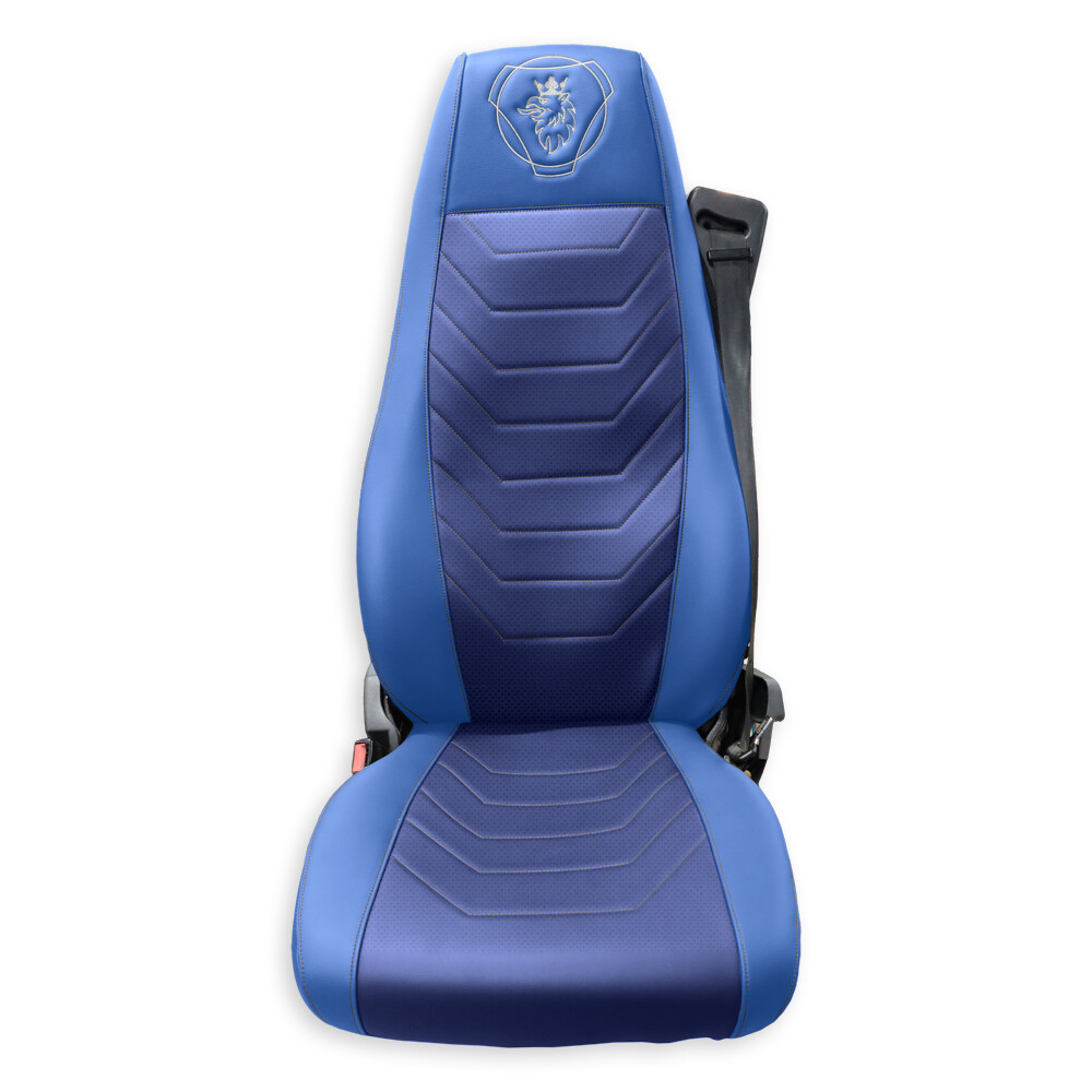 Чохол на сидіння Perfo-ECO SCANIA R,G,P (2004-2017) водій пілот - пас. складне, шкіра синій Чохол на сидіння Perfo-ECO SCANIA R,G,P (2004-2017) водій пілот - пас. складне, шкіра синій