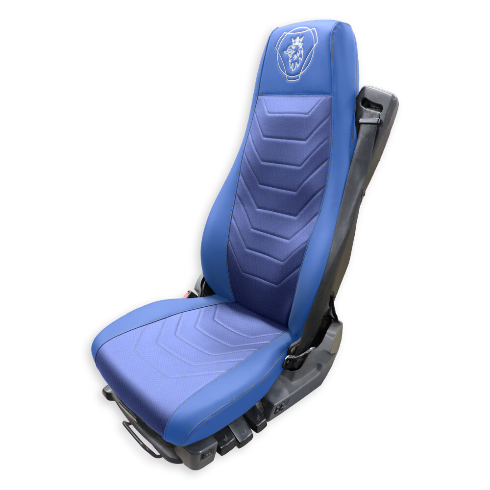Чохол на сидіння Perfo-ECO SCANIA R,G,P (2004-2017) водій пілот - пас. складне, шкіра синій Чохол на сидіння Perfo-ECO SCANIA R,G,P (2004-2017) водій пілот - пас. складне, шкіра синій