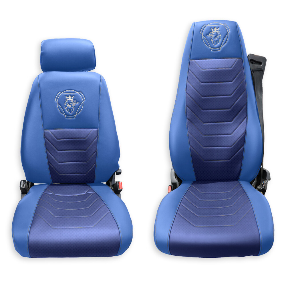 Чохол на сидіння Perfo-ECO SCANIA R,G,P (2004-2017) водій пілот - пас. складне, шкіра синій Чохол на сидіння Perfo-ECO SCANIA R,G,P (2004-2017) водій пілот - пас. складне, шкіра синій