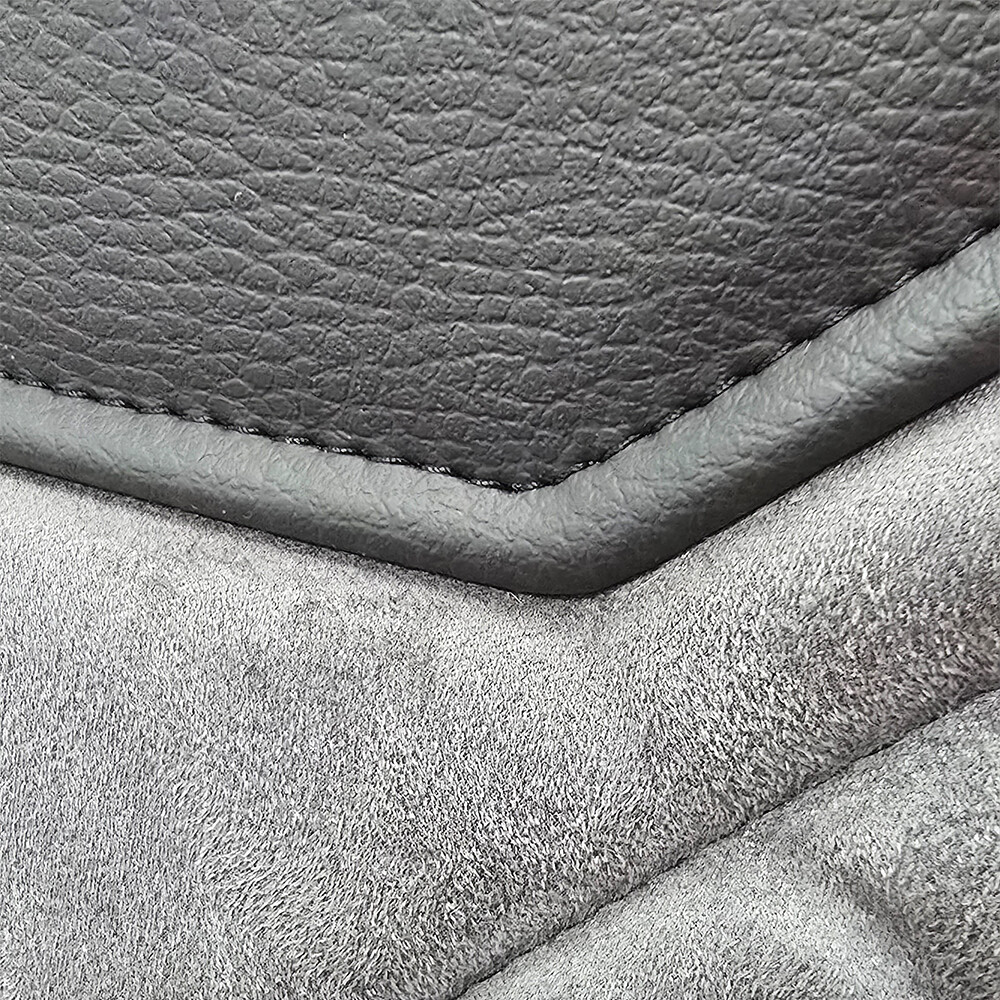 Чехол на сиденья Twin MAN TGX,TGA,TGL,TGM,TGS; (2007-2020) 2 ремня, водитель и пассажир (Низкий) т. серая алькантара - черна кожа